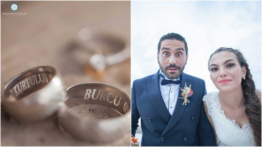 Tuz Gölü'nde yürüyen Burcu ve Kurtuluş düğün karesi