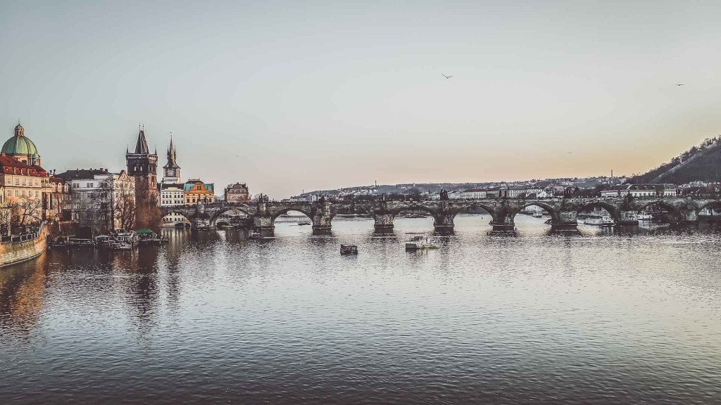 Prague Charles Bridge and Vltava panorama