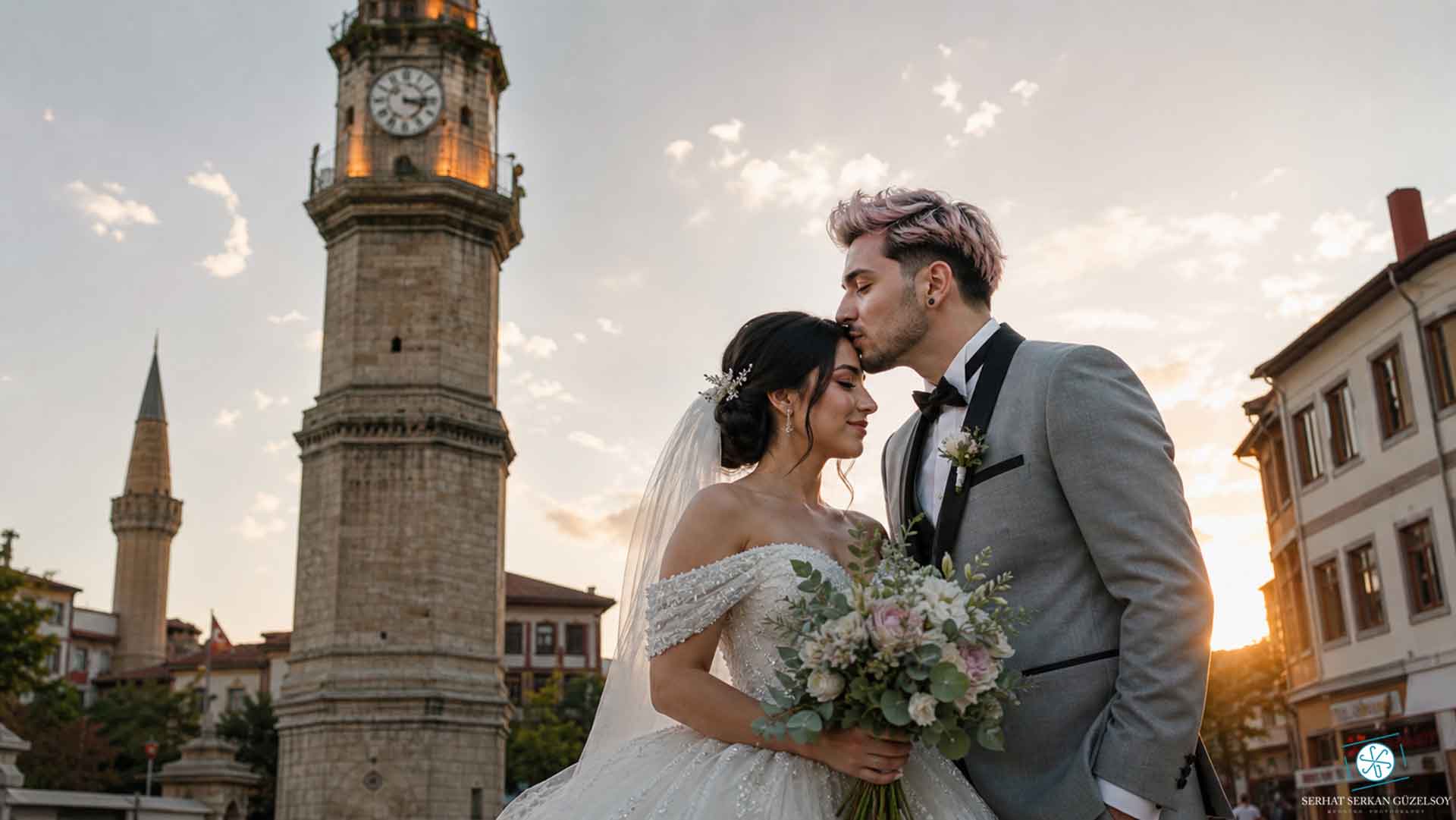 Antalya yapay zeka düğün fotoğrafları deniz ve gelin damat çekimi